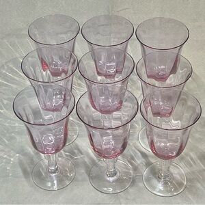 Elegant Pink Wine Glass Set set of 9